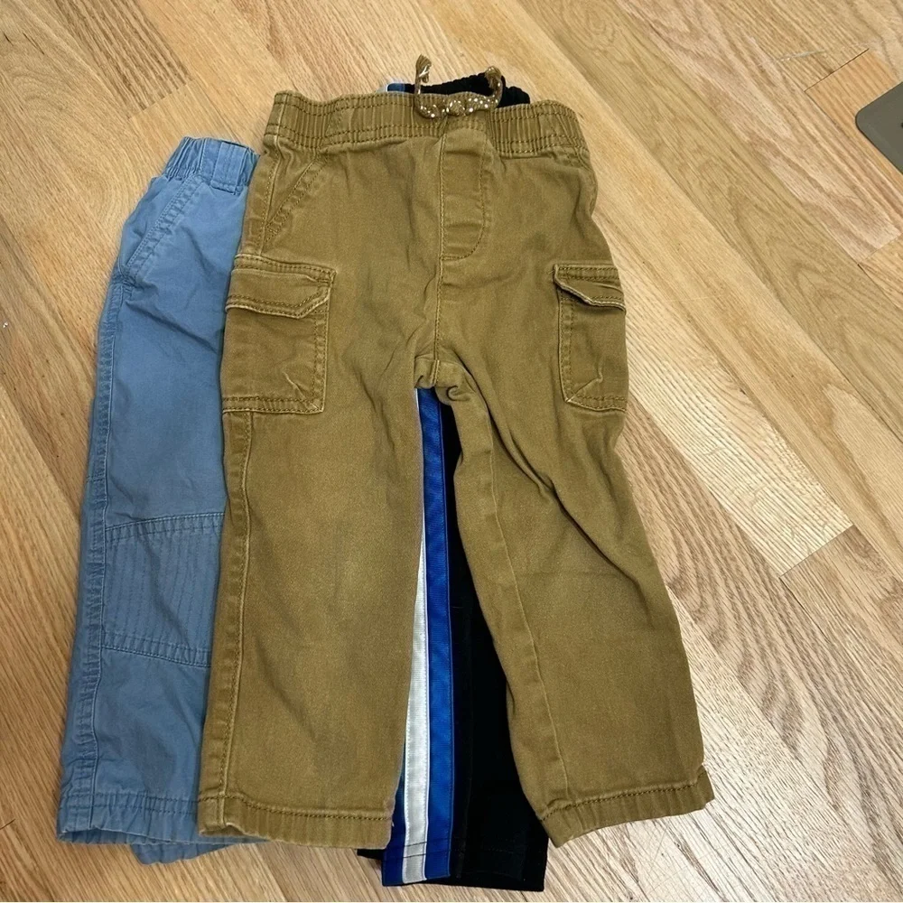 24 Month Pants Bundle Boy Jumping Beans Garanimals Tan Sweatpants Black Blue